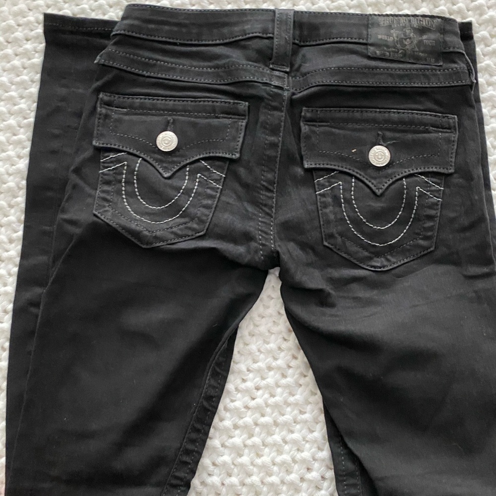 True Religion Low Rose Skinny Fit Black Jeans